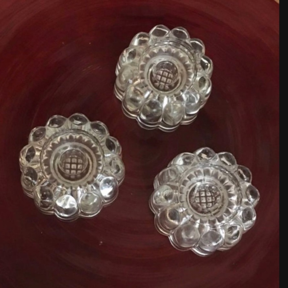 3 princess house crystal candle holders shelf styling crystal paperweight